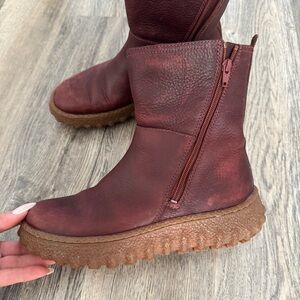 Camper Ground Michelin Burgundy Leather Boots size 8